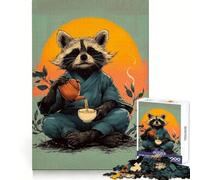 Cérémonie du thé Zen avec Un Raton Laveur Puzzle de 1000 pièces pour Adultes Découpe Nette Cadeau Festif idéal (50x75cm)