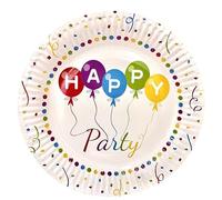 Cereria di Giorgio Lot de 10 assiettes en papier avec décorations sur le thème de la fête - Diamètre 18,5 cm