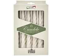 Cereria di Giorgio Risthò Lot de 6 Bougies torsadées laquées, en Cire, 2,2 x 2,2 x 21 cm - Blanc