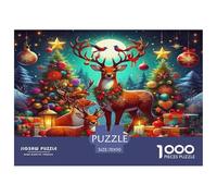 Cerf 1000 Pièces Puzzles pour Adultes,Christmas Cute ReinCerf Un Jeu De Dexérité Très Difficile Puzzle D'intelligence Un Jeu Cadeau Original 70x50cm/1000pcs
