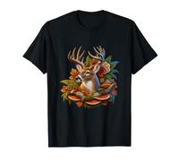 Cerf à Bois au Milieu des Feuilles d'automne et des Champignons du Plateau T-Shirt