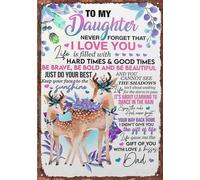 Cerf à ma fille N'oublie jamais que je t'aime Fais juste de ton mieux Ton chemin de retour à la maison Amour et bisous Papa Merci Panneau en aluminium Décoration murale Panneau en métal 8x12 pouces