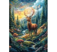 Cerf avec Bois 300 Pièces Puzzle Collectionneur en Carton Rigide sans Déformation Animaux de Paysage Naturel Très Difficile Motif Complexe Décoration Murale Qualité Premium 300 PCS