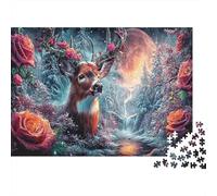 Cerf avec des corniches rosées Puzzles 1000 Pieces Jigsaw Puzzle Faune Sauvage for Adults Anti-Stress 38x26cm/1000pcs