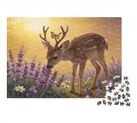 Cerf avec Papillon Puzzle Classique 1000 Pièces Carton Robuste pour Adultes & Enfants 12+, Défi Difficile, Anti-Stress & Déco Murale, Relaxation Ultime 38x26cm/1000pcs