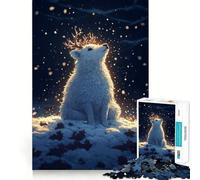Cerf Blanc dans la Neige Puzzle de 1000 pièces pour Adolescents Jeu de mémoire Système de Verrouillage sécurisé Pas de pièces Qui se détachent pour Les Voyages (38x26cm)