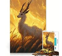 Cerf Blanc dans Le feu Puzzle de 1000 pièces Activité ludique et stimulante pour renforcer Les Liens familiaux Emboîtement Parfait sans espaces (50x75cm)