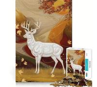 Cerf Blanc en Automne Puzzle de 1000 pièces pour Adolescents Jeu Stimulant Le Cerveau Emboîtement précis sans espaces Activité relaxante en Groupe à l'intérieur (38x26cm)