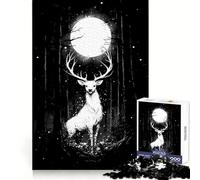Cerf Blanc sous la Pleine Lune Puzzle de 1000 pièces pour Adolescents Détection logique Idée Cadeau Originale et Amusante (38x26cm)