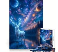 Cerf céleste dans Un lac Cosmique Puzzle 1000 pièces pour Adultes Favorise la Concentration et l'engagement Illustration Artistique Cadeau de Noël (38x26cm)