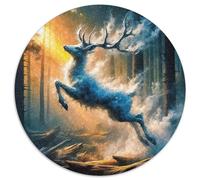 Cerf Charmant Puzzle De 1000 Pièces Jeu Cadeau Unique Animaux Incroyables Puzzle Ronds DIY Adultes Et Enfants À Partir De 12 Ans1000pcs (67.5x67.5cm)