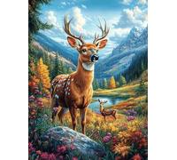 Cerf dans la forêt d'automne 300 Pièces Puzzle pour Ado en Carton Anti-Déchirure Animal Conte de fées Fantastique Facile Débutant Jeu De Société Soirée Entre Amis Cadeau Anniversaire