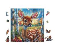 Cerf dans la forêt Magique 100 Pieces Casse-tête Famille en Carton Épais sans Déformation Difficulté Moyenne Jeu De Société Cadeau Noël Haute Qualité Premium 28x28cm