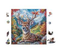 Cerf dans la Prairie Fleurie 100 Pièces Puzzle Amateur d'art en Carton Anti-Déchirure Difficile Niveau Expert Décoration Murale Salon Idée Cadeau Saint Valentin 28x28cm