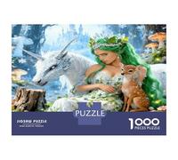 Cerf de fée 1000 Pièces Puzzle Premium Magie de forêt enchantée Coffret Puzzle Carton Solide - Ultra Dur pour Couples, Top Noté, Cadeau Noël Parfait pour Tout Le Monde 52x38cm/1000pcs