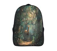 cerf de forêt sac a dos collège à la mode et durable étudiant cartable 2 compartiment pour élèves primaire et secondaire des bois imprimé 3d sac à dos-16,pour l'école les voyages les affaires