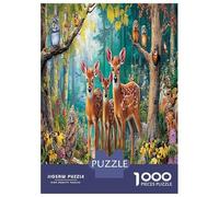 Cerf de forêt Scene Jigsaw Puzzle Jeu De Famille 1000 Pièces Animaux Mignons Puzzle Jouet Éduchatif Idées Cadeaux pour Adultes Et Enfants À Partir De 12 Ans 38x26cm/1000pcs