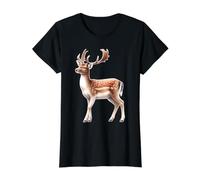 Cerf de jachère européen T-Shirt Graphique avec Valeur, Femme, Noir, S