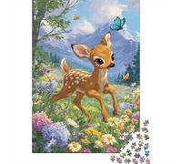 Cerf de la Forêt Puzzle 1000 Pièces Papier pour Adultes Prairies Fleuries Jeu de Puzzle 1000 Pièces Relaxation Décor Cadeau Famille 52x38cm/1000pcs