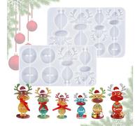 Cerf de Noël en silicone, moule de renne en silicone pour résine - 2 pièces de moule artistique festif pour les créations avec de l'argile polymère époxy décorations de la maison de Noël