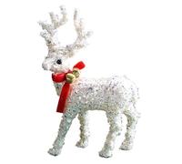 Cerf de Noël - Sculpture de Renne Scintillante, décoration Festive scintilante, Figurine Debout élégante, Motif écharpe décorative, décoratin de Vacances scintillane | La décorat ajoute de la ma