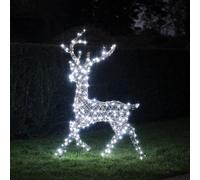 Cerf de Noël Solaire à LED Bicolore Studley en Rotin 1,15 m