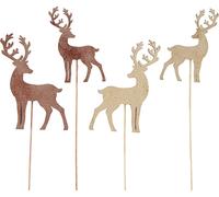 Cerf Déco Fleur FSC Bois Bronze Or 8-10cm Set 18 Pcs. Décoration de Noël