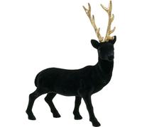 Cerf décoratif floqué noir, or 40cm - décoration de Noël, renne, paillettes, figurine d'art, moderne