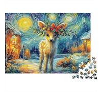 Cerf d'hiver 1000 Piece Sturdy Cardboard Art Animal Mignon Jigsaw Puzzle Bundle Adults Kids Stress Relief Holiday Travel Gift Puzzle for Family Gathering 38x26cm/1000pcs