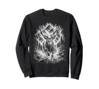Cerf en Cours Portrait Style de Dessin Artistique Noir Blanc Sweatshirt