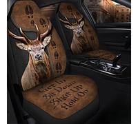 Cerf, Entre, Assieds-Toi, Tais-Toi, Tiens Bon, Motif en Cuir Marron 2 Pièces Housse Couverture Couvre Sieges Machine Housse De Sieges Auto Housses De Siège De Voiture Avant Universel