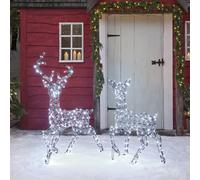 Cerf et Biche Solaire de Noël Studley en Rotin, à LED Bicolore