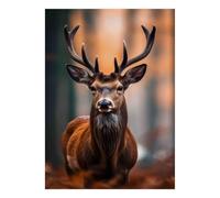 Cerf Forêt Animal 1000 Pièces Mini Puzzle pour Adultes Décoration | 52x38cm Papier Amateurs De Puzzles Détente Puzzle Intellectuel Cadeau D'anniversaire Décor De Bureau