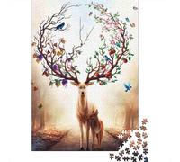 Cerf Forêt Puzzle 1000 Pièces Puzzle pour Adultes Nature Scène Repos Puzzle en Famille Décompression 38x26cm/1000pcs