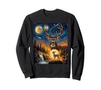Cerf Hurlant à la Lune Forest Art Sweatshirt