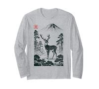 Cerf Japonais Mont Fuji avec Cachet Hanko Manche Longue