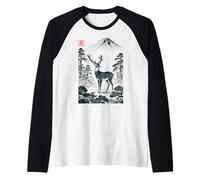 Cerf Japonais Mont Fuji avec Cachet Hanko Manche Raglan