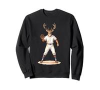 Cerf Joueur de Baseball Aquarelle Art Sportif Animal Sweatshirt