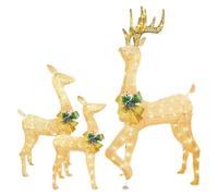 Cerf lumineux | Décoration de Noël en acrylique avec lumières LED | Décoration de Noël lumineuse en acrylique avec lumières LED | Ensemble de 3 pièces de cerf de Noël pré-éclairé pour les vacances