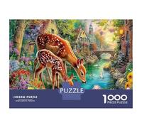 Cerf Magique 1000 Pièces Ensemble De Puzzles Complexe pour Un Challenge Ultra Difficile Étang Deer Home adapté Aux Activités Après La Classe Et Les Puzzles Bien Notés 52x38cm/1000pcs