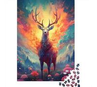 Cerf Magique Fantasy 1000 Pièces Carton Robuste Jeu De Puzzle pour Adultes Entraînement du Cerveau Décoration Murale Idée Cadeau 52x38cm/1000pcs
