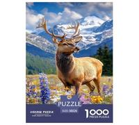 Cerf majestueux en Fleurs Sauvages Puzzle 1000 Pièces Educa Jouet Jeu D'Intelligence Décoration Intérieure Animaux Jeu Éduchatif Challenge Toy Adultes & Enfants des 14 Ans 38x26cm/1000pcs