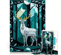 Cerf Mystique dans Un décor Nocturne cristallin Puzzle de 1000 pièces pour Adolescents Jeu intellectuel Moments de complicité Découpe de qualité Cadeau mémorable (38x52cm)
