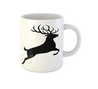 Cerf Noir, Renne, Saut, Silhouette, Tête, Antilope Mug Céramique Tasse À Thé Durable Tasse À Café Cadeau Mignon Pour Noël Bureau Anniversaire 330Ml