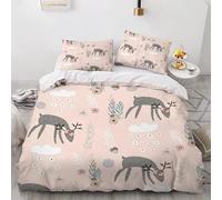 Cerf Peint Housse de Couette 160x200 Parures de Lit 1 Personne Imprimé 3D Microfibre Douce Enfants, Garçons et Filles Housses Couette avec 2 Taies d'oreiller et Fermeture Éclair i.5919