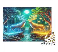 Cerf Puzzle 1000 Pièces Adulte avec Couleurs Éclatantes, Ensemble De Casse-tête en Puzzle activité Zen pour La Décoration De Bureau, Idée Cadeau Anniversaire 52x38cm/1000pcs