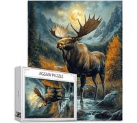 Cerf Puzzle 1500 Pièces Adultes, 5D DIY Puzzle Animal Couleur Puzzles, Jigsaw Jeu éducatif effrayant, Ddifficile pour Adultes avec Emballage Cadeau for Decoration Chambre Murale, Cadeau Homme,Model696