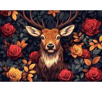 Cerf Puzzle 500 Pieces Adultes Fleur Puzzles Classiques Panorama Bois Difficile Impossible Geant Jigsaw Jeu éducatif Défi Jouet pour Enfants et Adulte dès 14 Ans Cadeau Homme Femme Boxed P-846