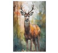Cerf Puzzles 1000 Pièces Adultes, Puzzle en Bois Jeux D'adresse pour Toute La Famille,Jeu De Team Building,Cadeau pour Les Amis Ou Les Amants, (78×53cm)