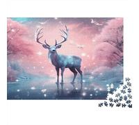 Cerf Puzzles 1000 Pièces Cadeau Unique Arbres Roses rêveux Jeu Éducatif Défi Jouet À De Qualité Supérieure Peinture Art pour Adultes Et Enfants 1000pcs (75x50cm)